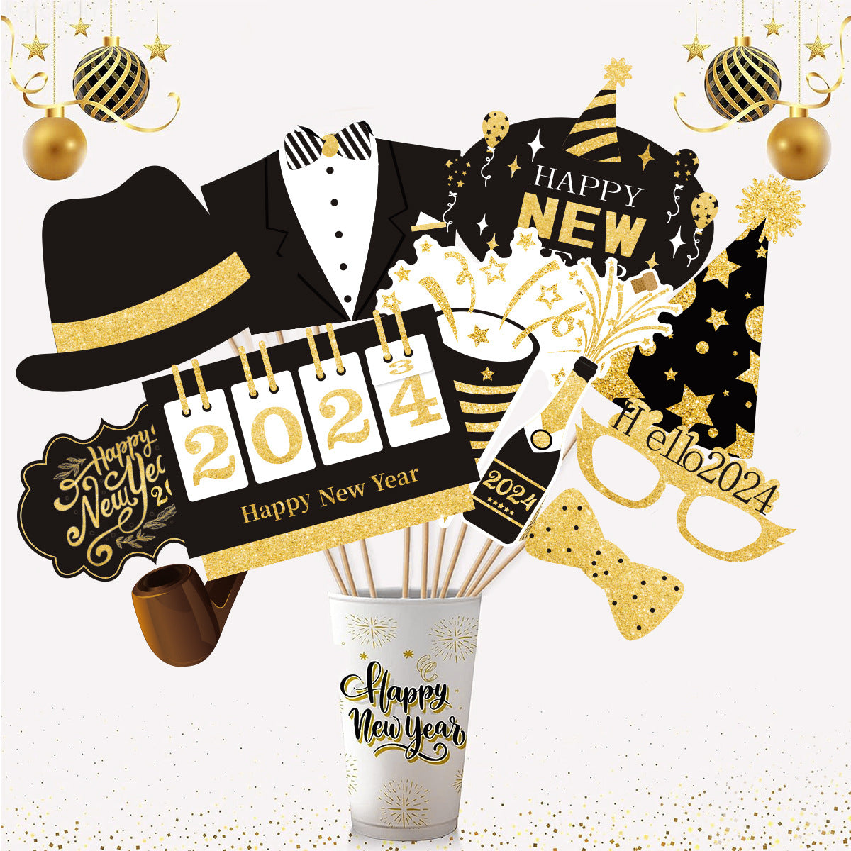 Wholesale 2024 New Year Party Paper Decoration Photography Props