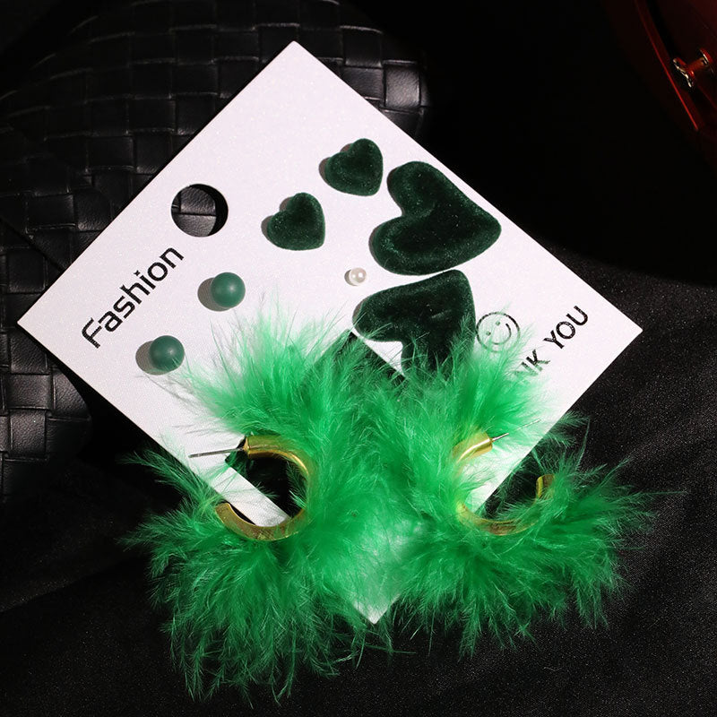 Wholesale Christmas Earrings Plush Love Stud Earring Set