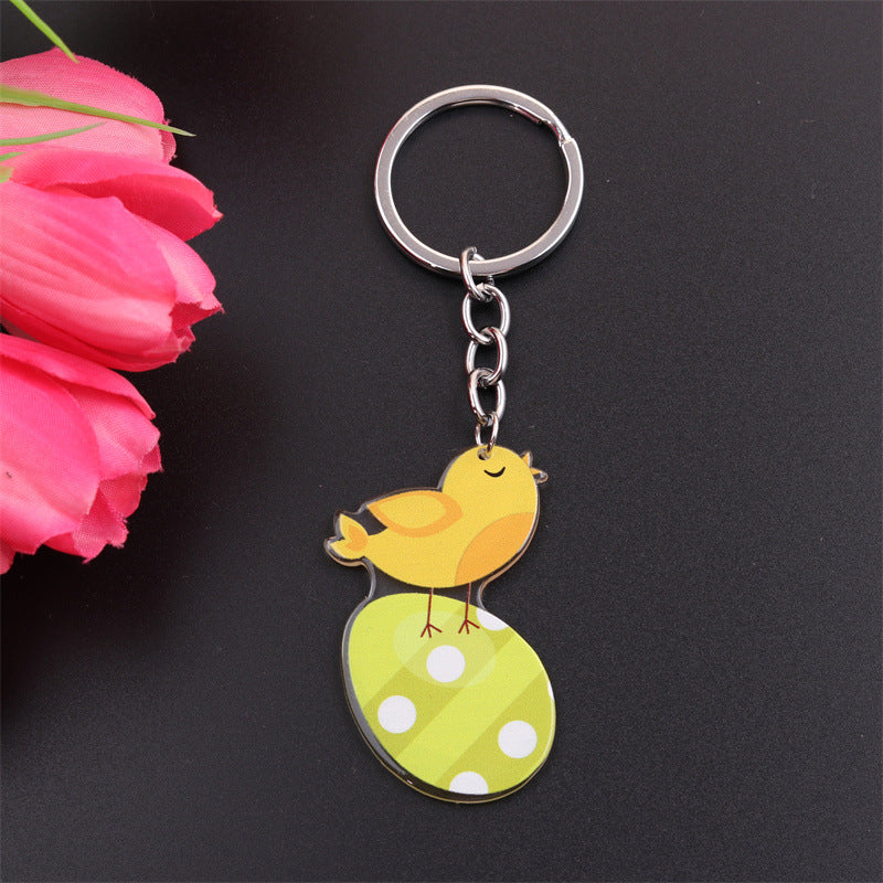 Wholesale Easter Rabbit Ear Easter Egg Metal Keychain