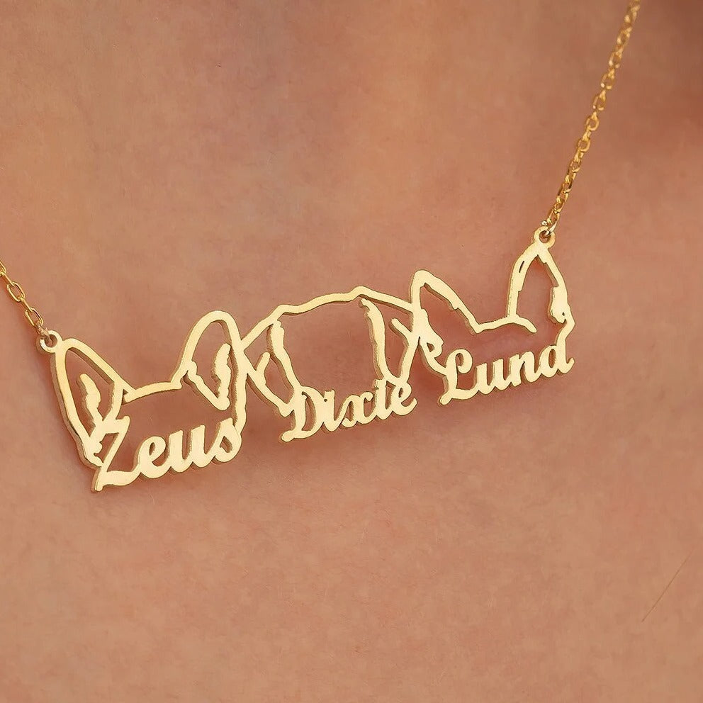 Wholesale Golden dog Titanium Steel Necklace