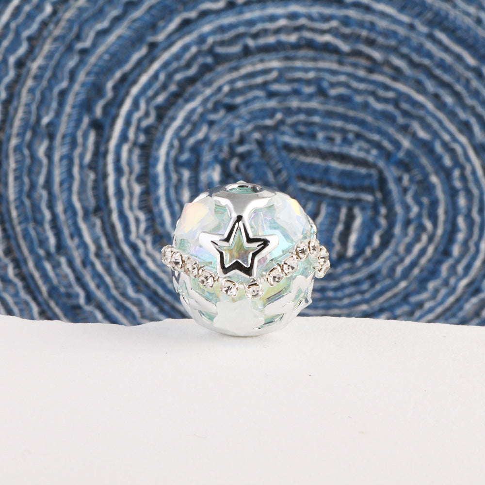 Wholesale 10pcs Starry Sky Round Beads Soft Clay Drill Balls Straight Hole DIY Accessories Beads