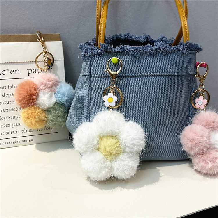 Wholesale Sakura Fur Ball Car Keychain