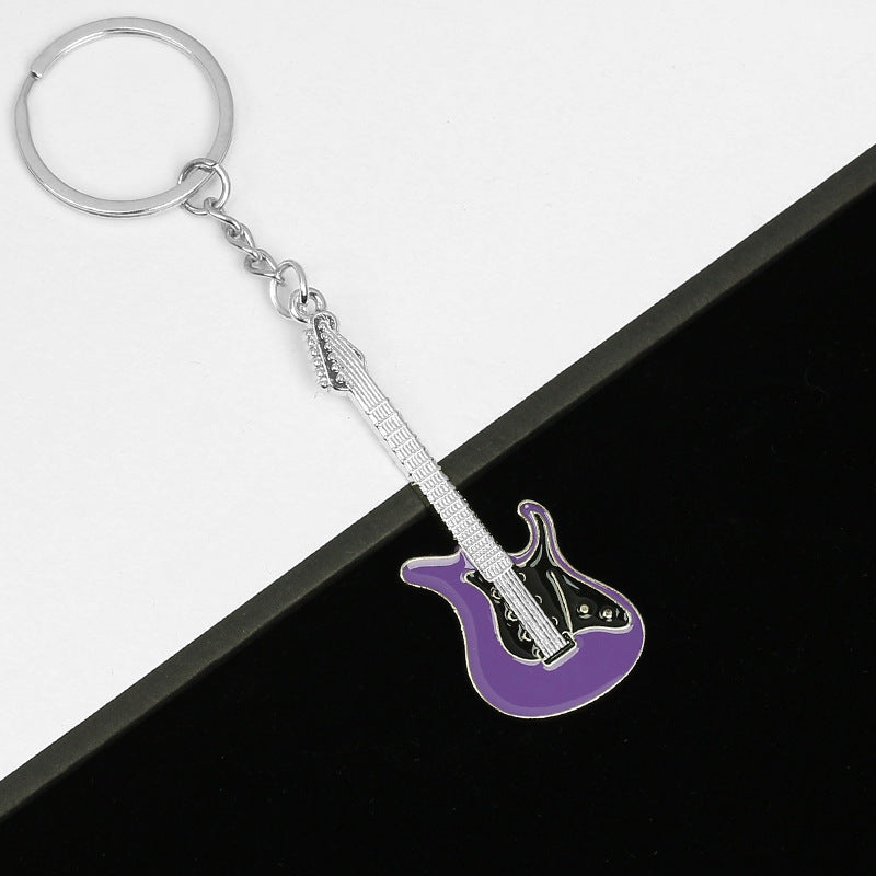 Wholesale Music Festival Metal Instrument Colorful Guitar Keychain