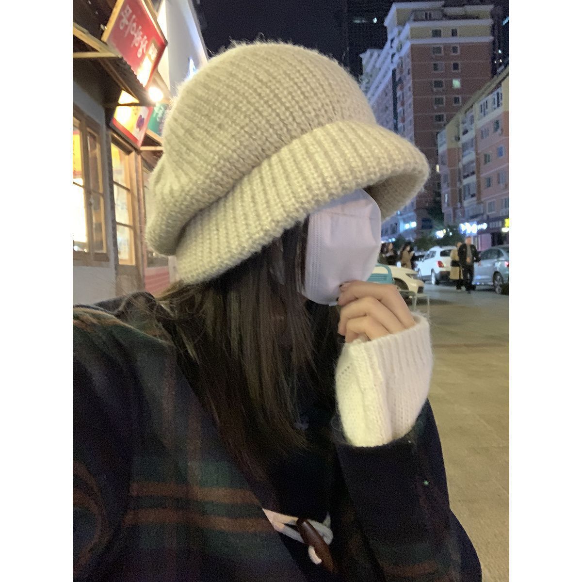 Wholesale Large size large head circumference beret women autumn and winter knitted wool hat face show small pile hat winter bucket hat