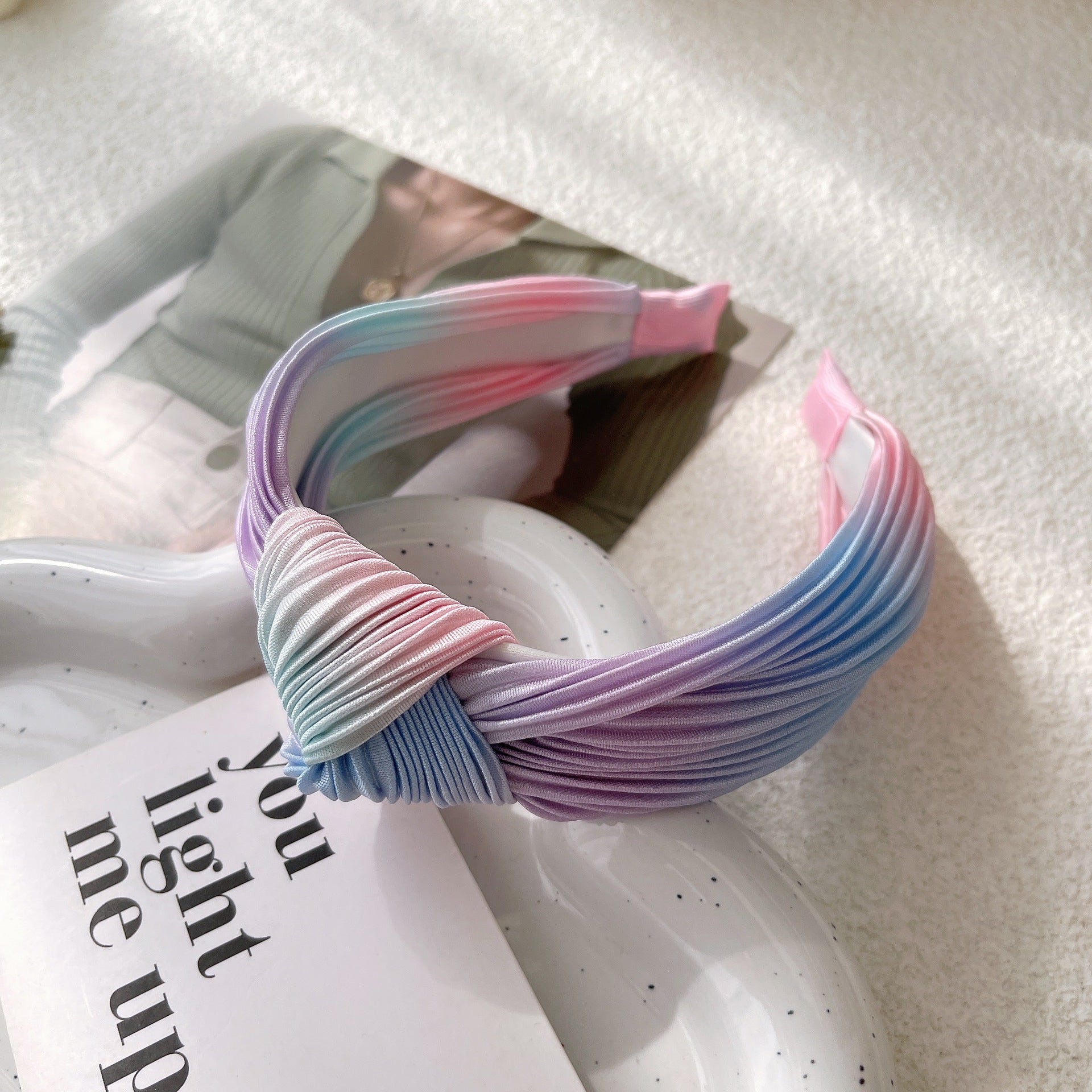 Wholesale Tie Dye Wide Edge Pressed Polyester Headband