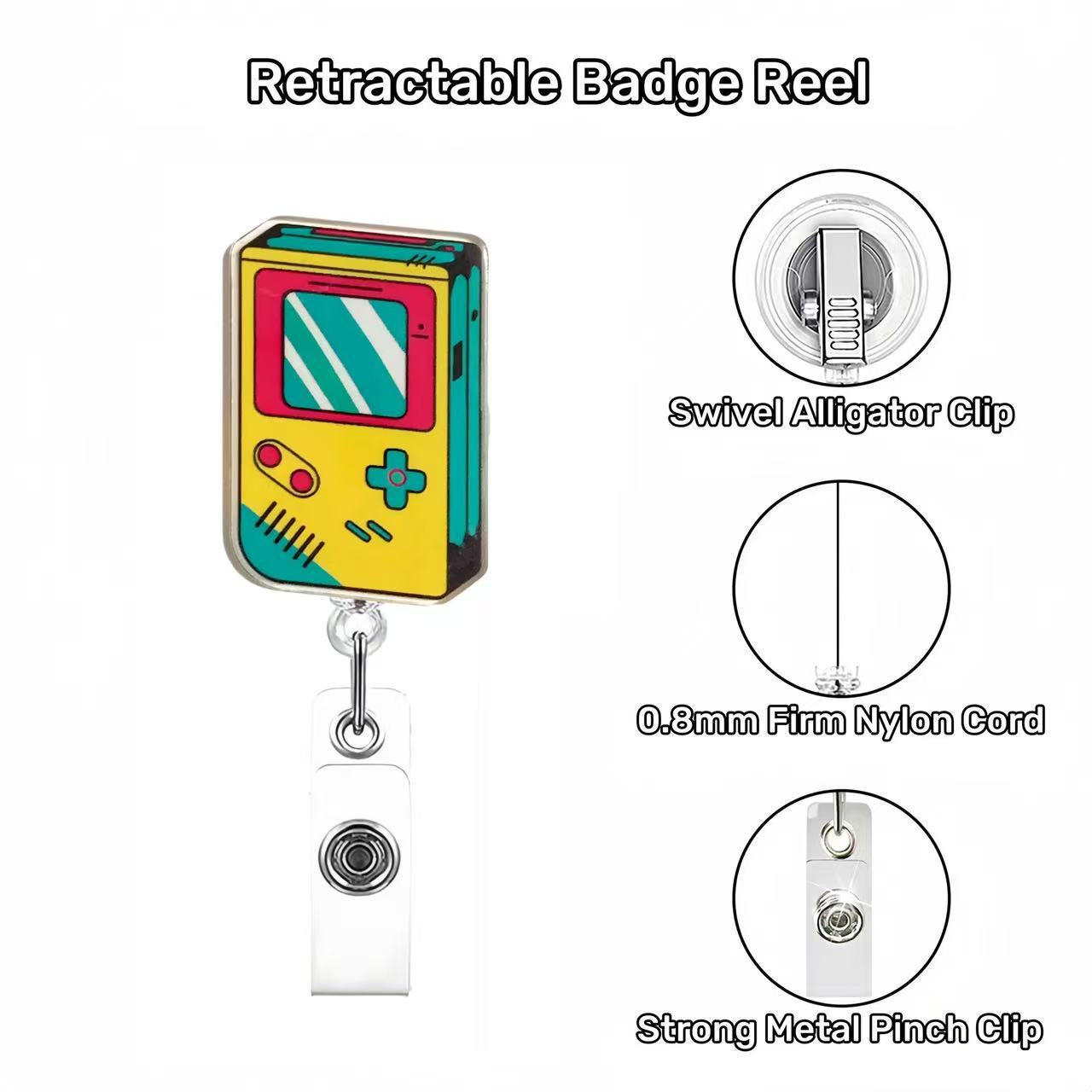 Wholesale Retro style acrylic name tag with telescopic buckle Badge Reels