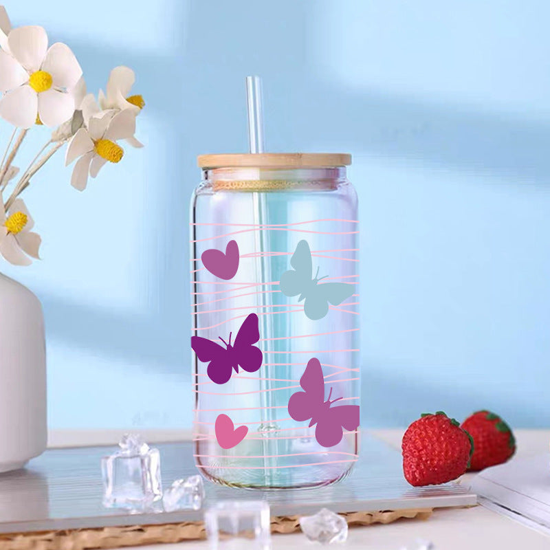 Wholesale Colorful Dancing Butterfly 16oz Cup UV DTF Wraps