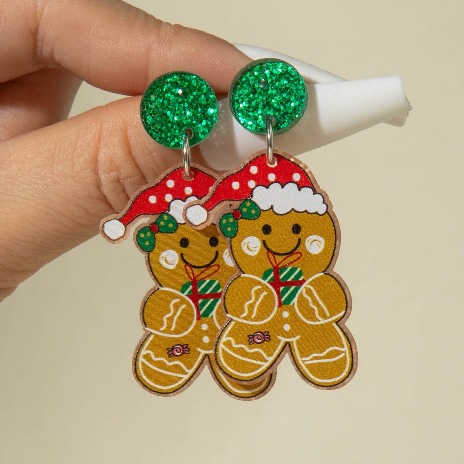 Wholesale  Santa Claus glitter Acrylic Earrings