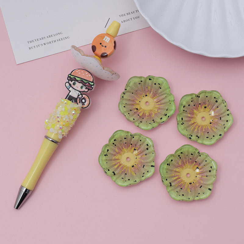 Wholesale 10pcs beaded pen with bead print flowers straight-hole beads
