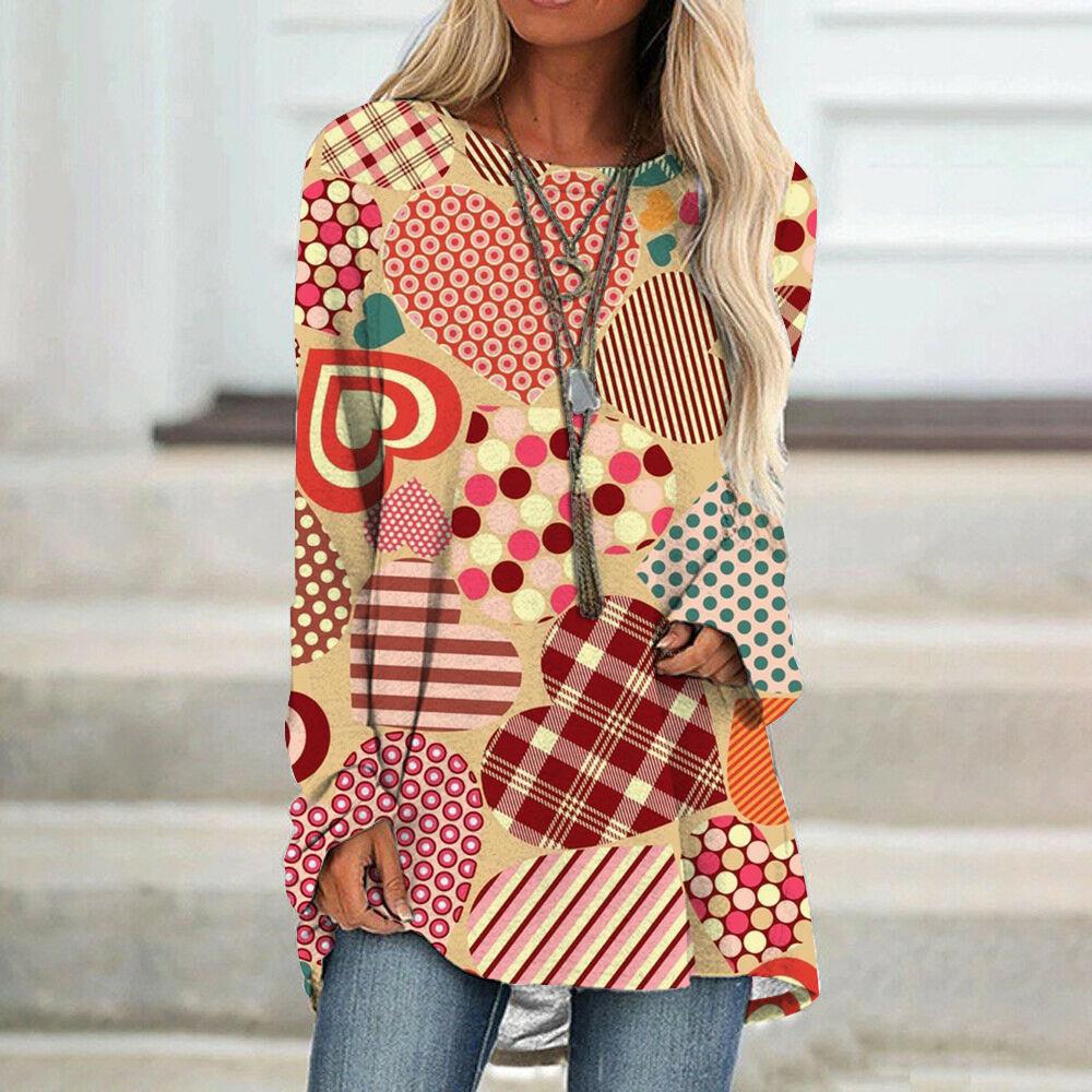 Wholesale Spring 3D Valentine's Day Love Printed Casual Loose Round Neck Long Sleeve T-shirt