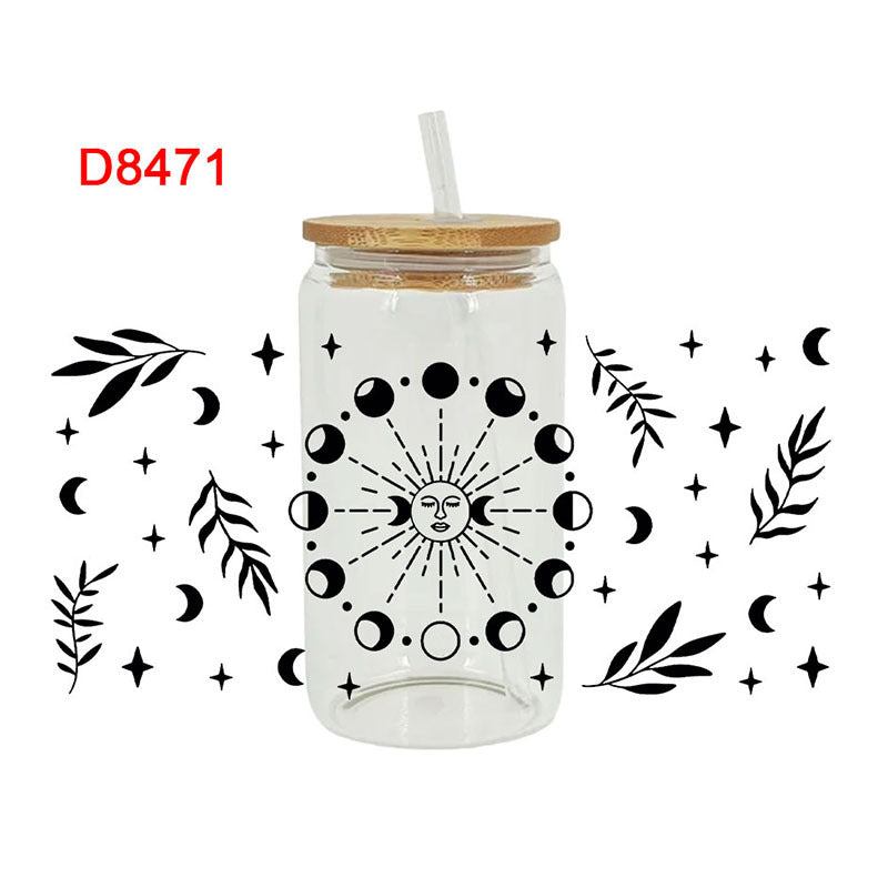 Wholesale Colorful Cartoon Cute Sun  Moon  and Stars Theme 16oz Cup UV DTF Wraps