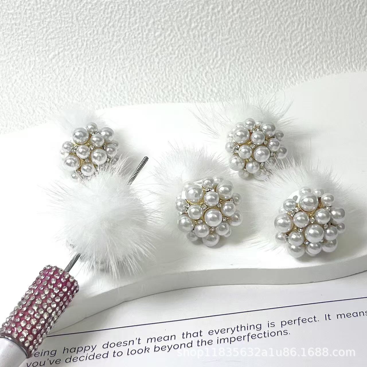 Wholesale 10pcs Clay pearl rhinestone flower plate Crystal Beads
