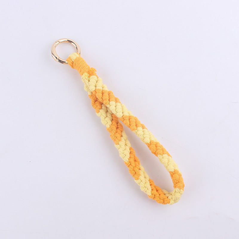 Wholesale Hand Woven Colorful Pattern Cotton Rope Keychain
