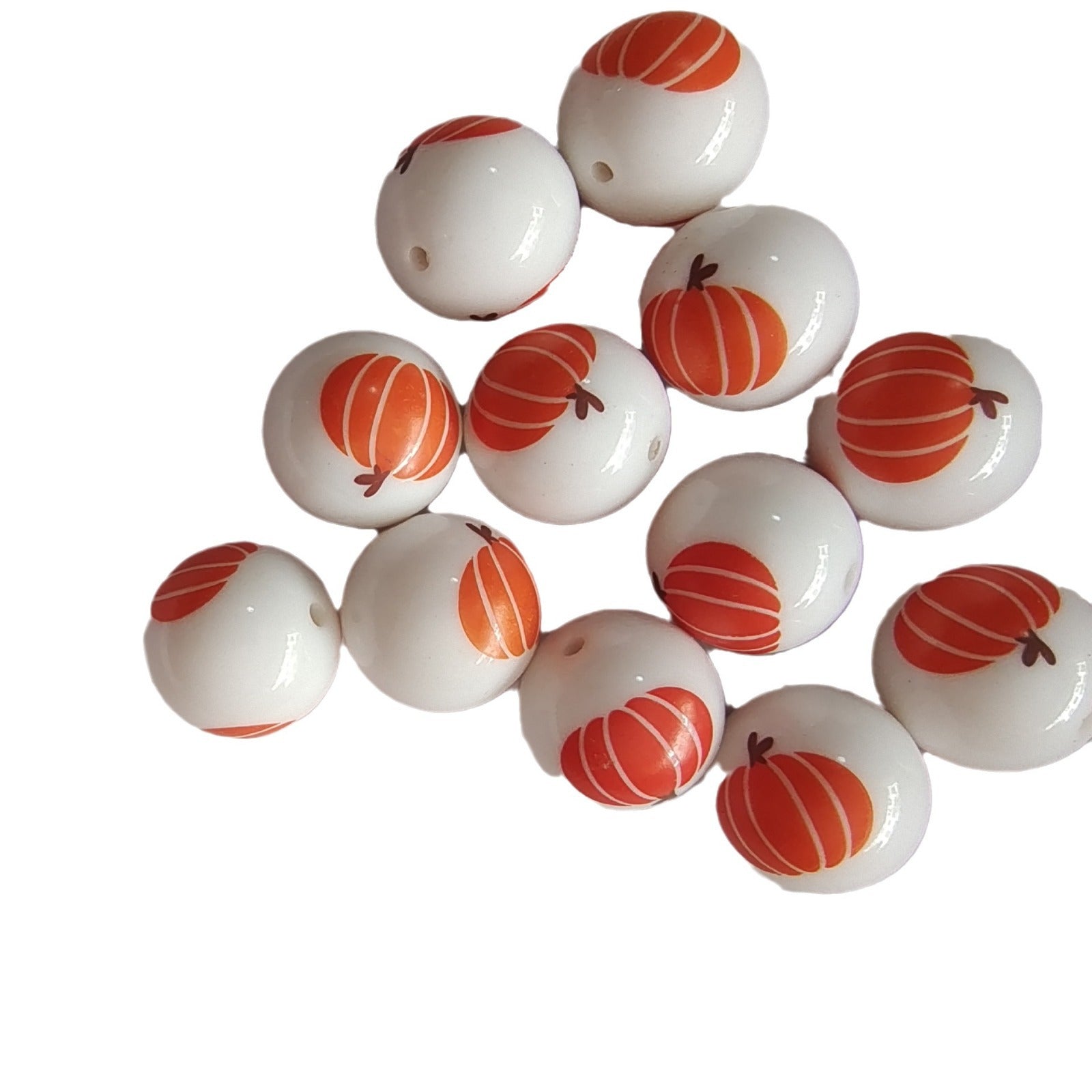 Wholesale 5pcs 20MM Acrylic Thanksgiving Two Color Pumpkin Print Beads