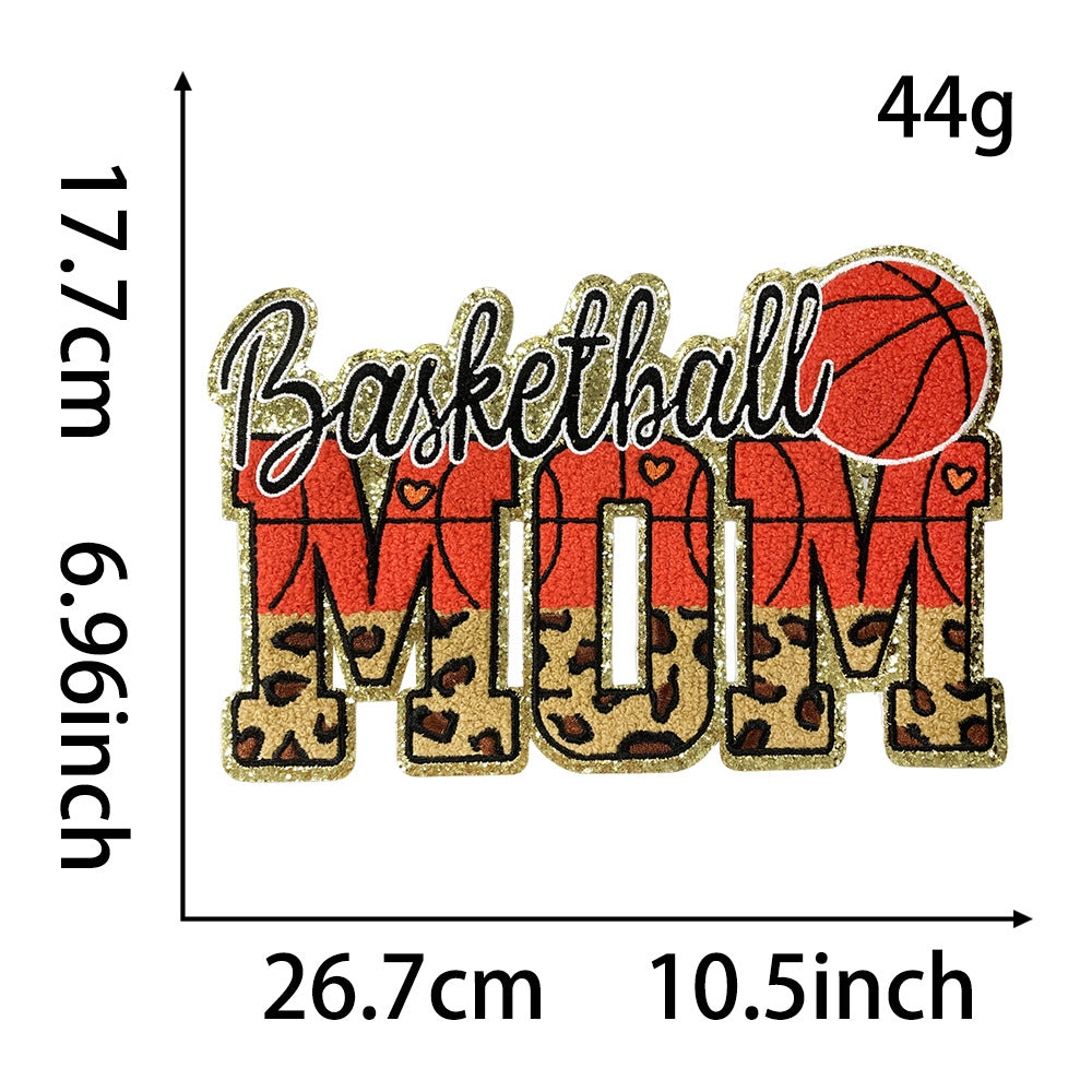 Wholesale Casual Towel Embroidered Sports Mom Patch For Coats Football Soccer Basketball Design DIY Sewing Accessory