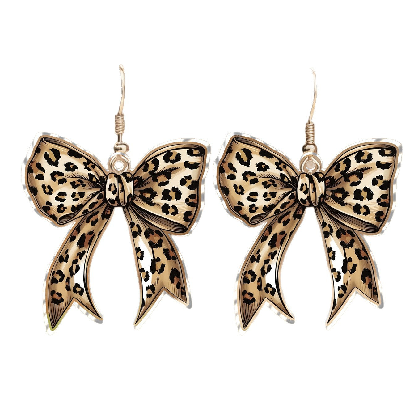 Wholesale Acrylic Leopard Print Bowknot Cherry Pendant Earrings Western Style Everyday Fashion Accessory For Boutique Resale