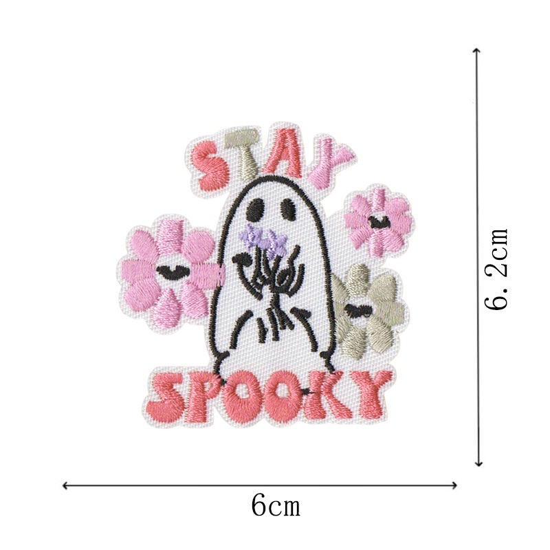 Wholesale new small ghost magic embroidery stickers cartoon cloth stickers handbook mobile phone Halloween decoration stickers DIY embroidery