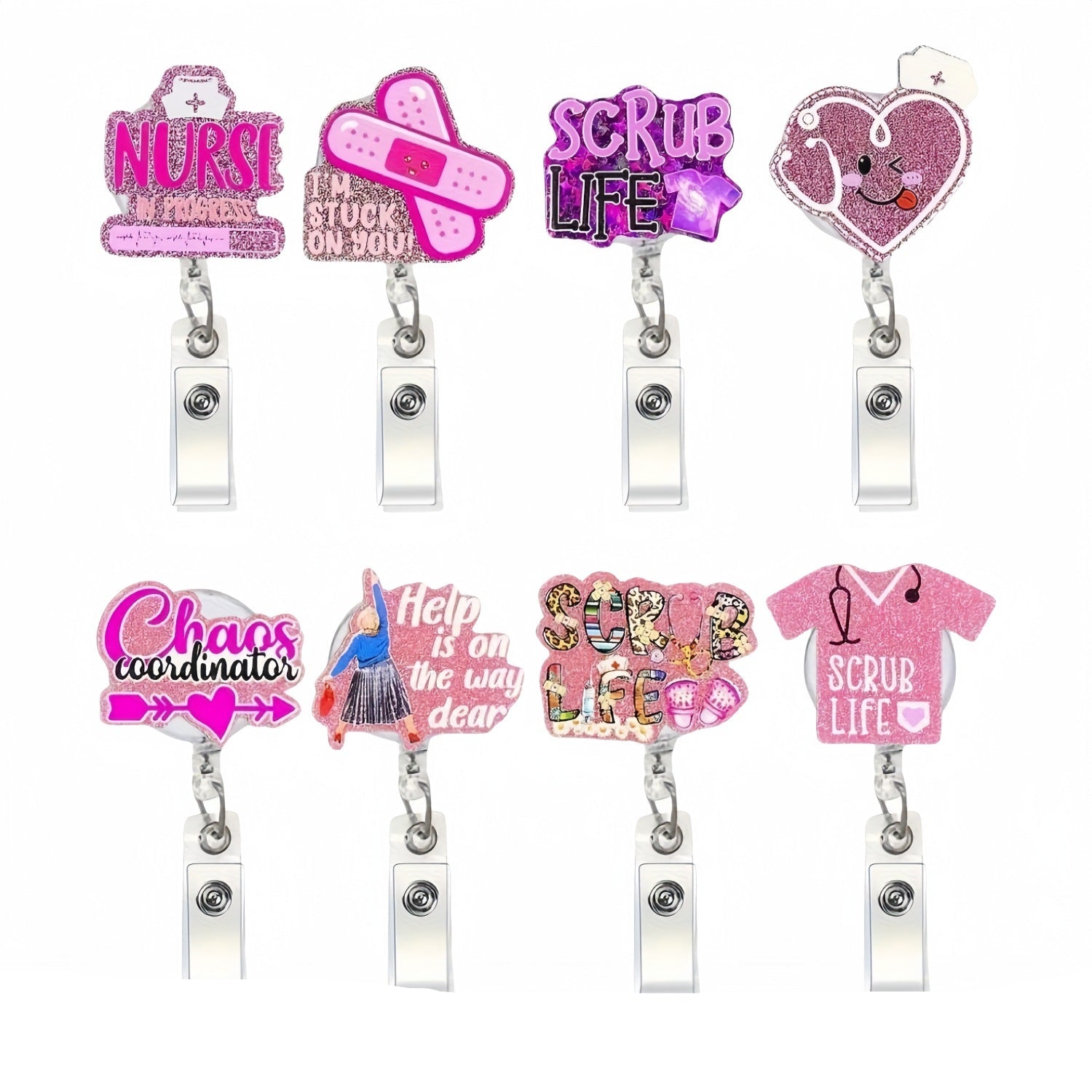 Wholesale 10pcs Acrylic Fun Badge Retractable Keychain