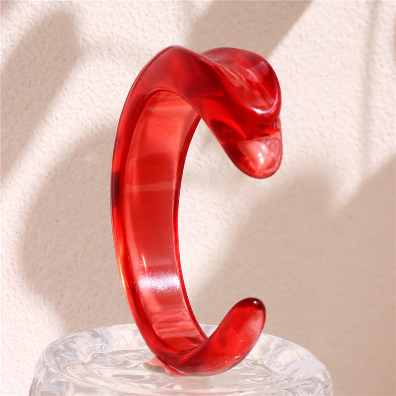 Wholesale New Stylish Transparent Red Resin Style Stacked Bracelet