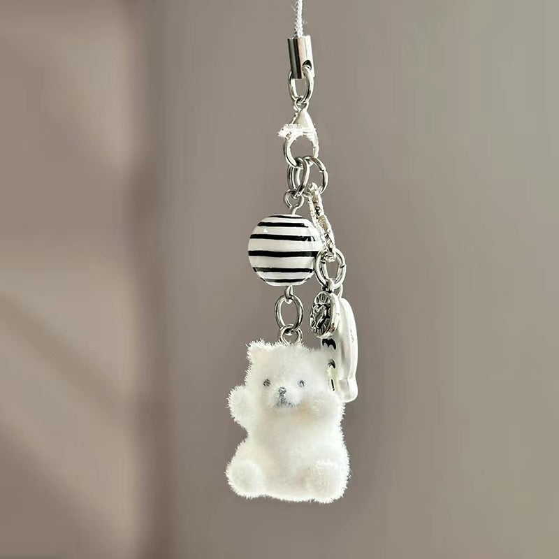 Wholesale Cartoon Flocked Puppy Phone Pendant Keychain