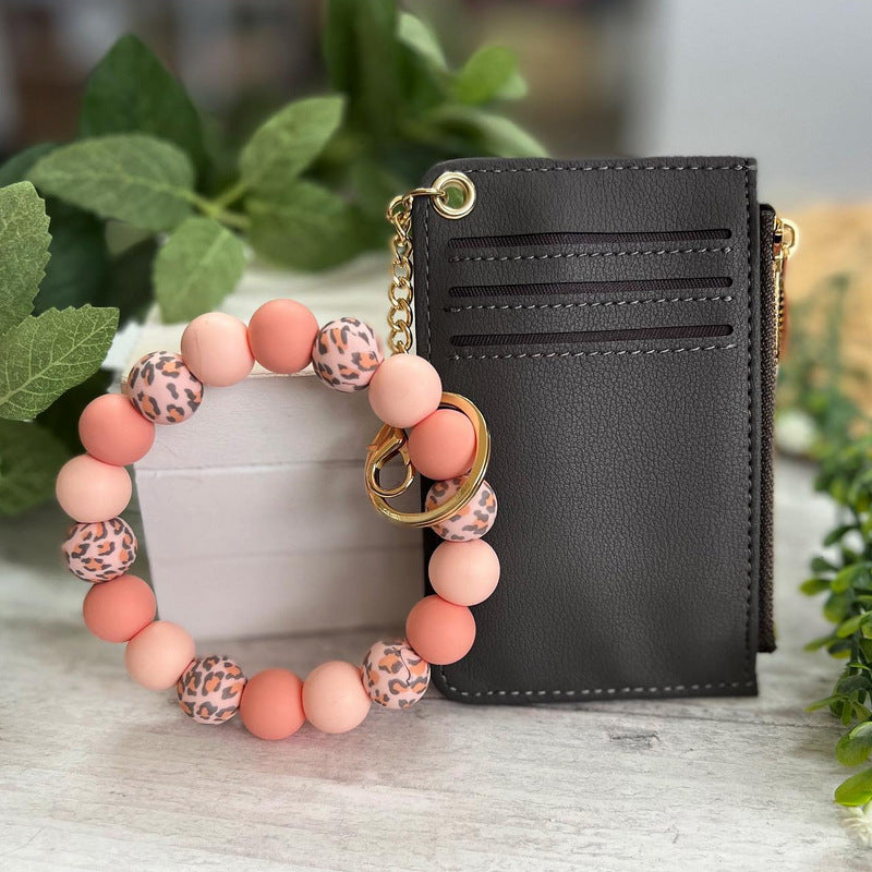 Wholesale 10pcs/pack Silicone Beaded Wrist Keychain