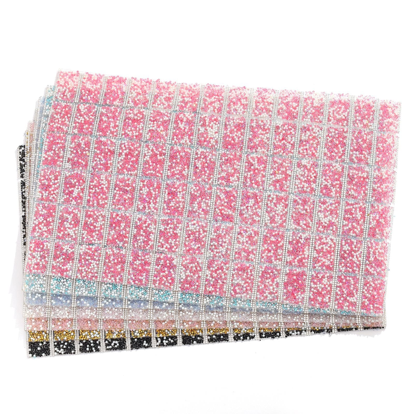 Wholesale DIY pen clothing diamond nail table cushion pad pointed bottom diamond with pearl double-sided tape square diamond piece can for 84pcs pens