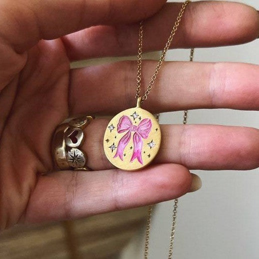 Wholesale Bow painted rabbit pet oval tarot card Titanium Steel Necklace