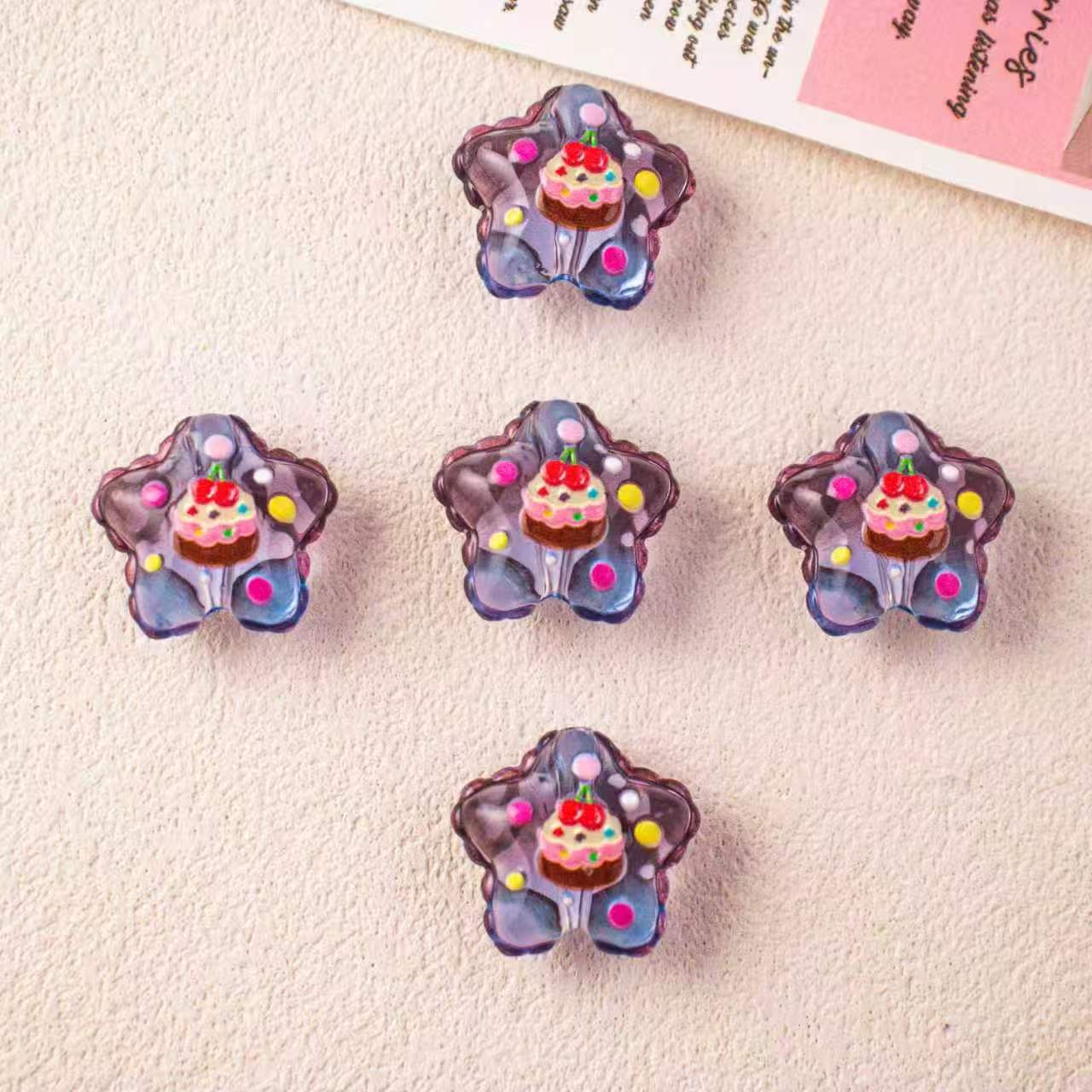 Wholesale 10pcs DIY Acrylic Star Cute Dessert Beaded Crafts Beadable Accessories OLY Exclusive