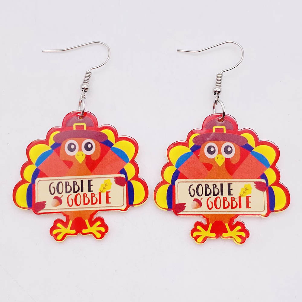 Wholesale Thanksgiving Turkey Acrylic Earrings