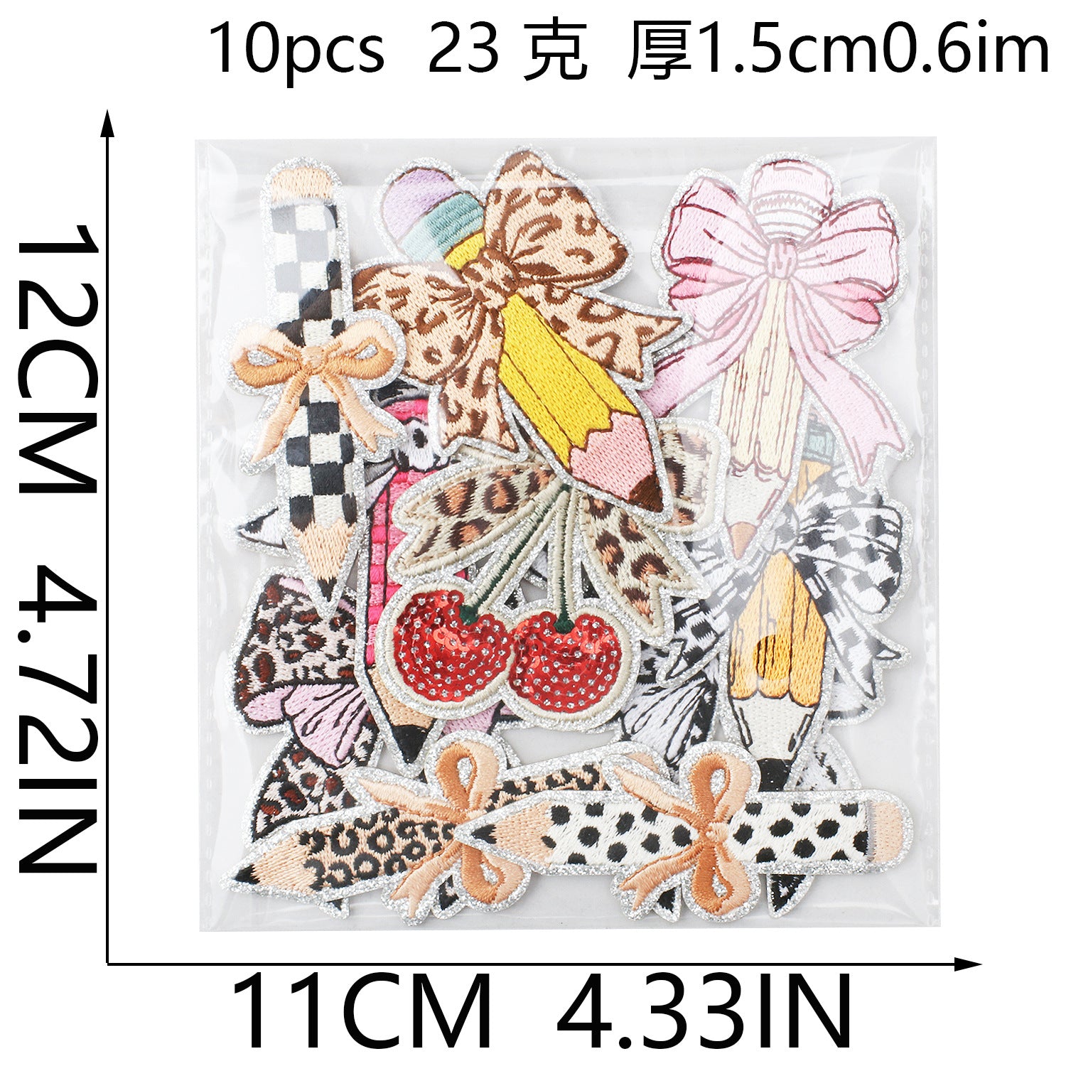 Wholesale Bow Pencil Theme Iron On Embroidery Patch Decorative Casual Clothing Accessory