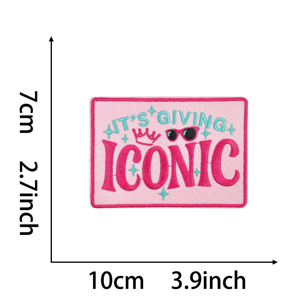 Wholesale Trendy 9 Styles Pink Plaid Letter Embroidered Patches DIY Iron On Applique For Shoes Hats Boutique Resale