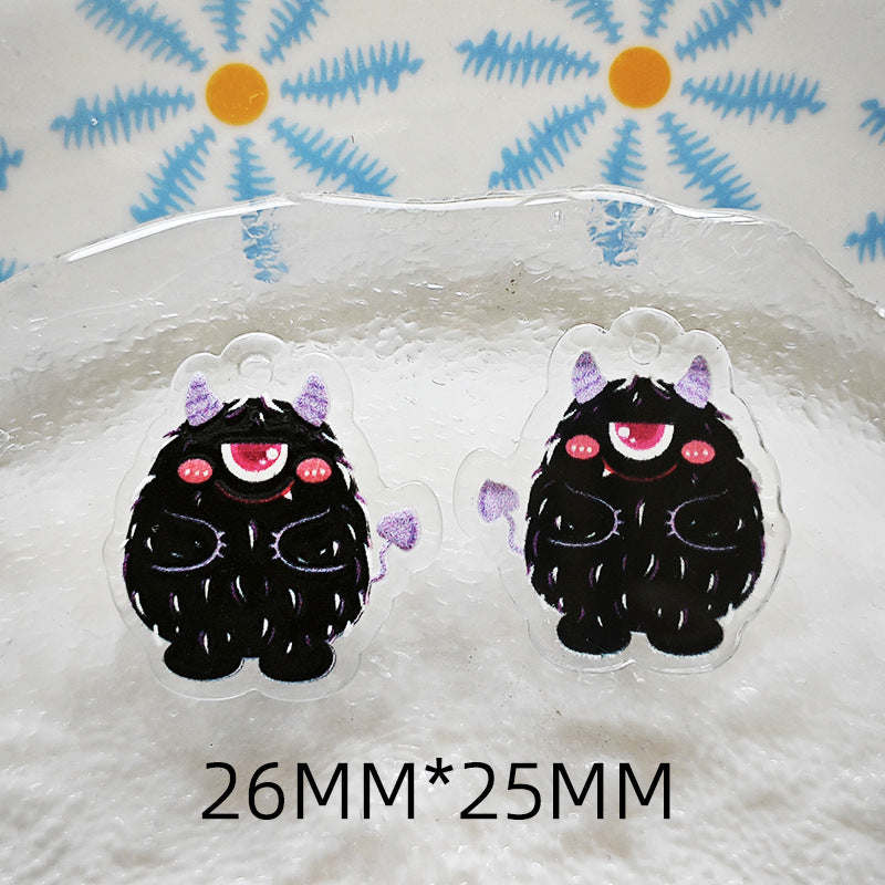 Wholesale 10pcs Double-sided bow three-dimensional relief acrylic jewelry accessories DIY pendant with holes cartoon character cute