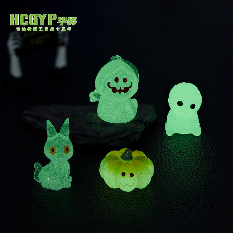 Wholesale Resin  Luminous Ghost Pumpkin Desktop Figurine Decoration for Gift Resale