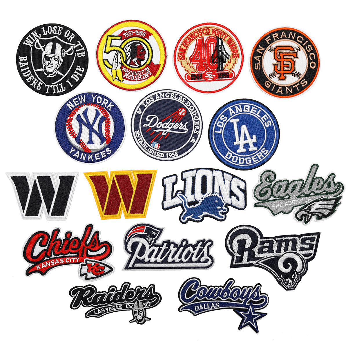 Wholesale Twill Fabric Embroidered Baseball Team Patches Set Of 16 Trendy et And Bag Accent OLY Exclusive