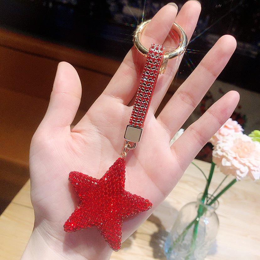 Wholesale Double-sided Diamond Studded Five Pointed Star Keychains