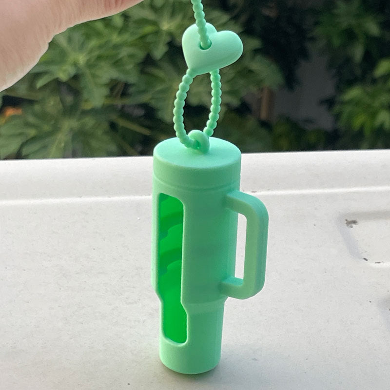 Wholesale Lipstick case silicone protective case bow lipstick bag keychain