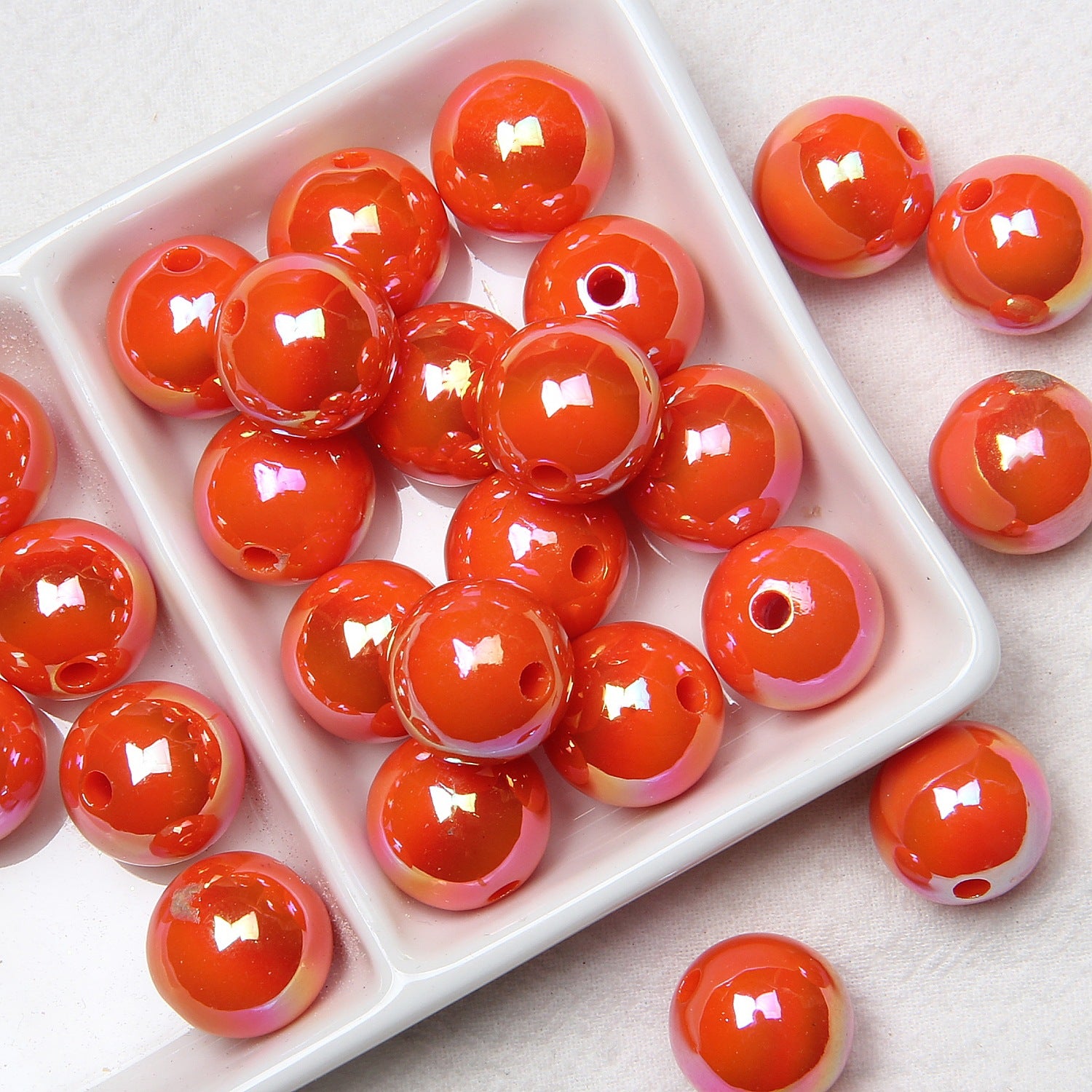 Wholesale 20pcs acrylic plated color beaded hand-painted beads ovules diy