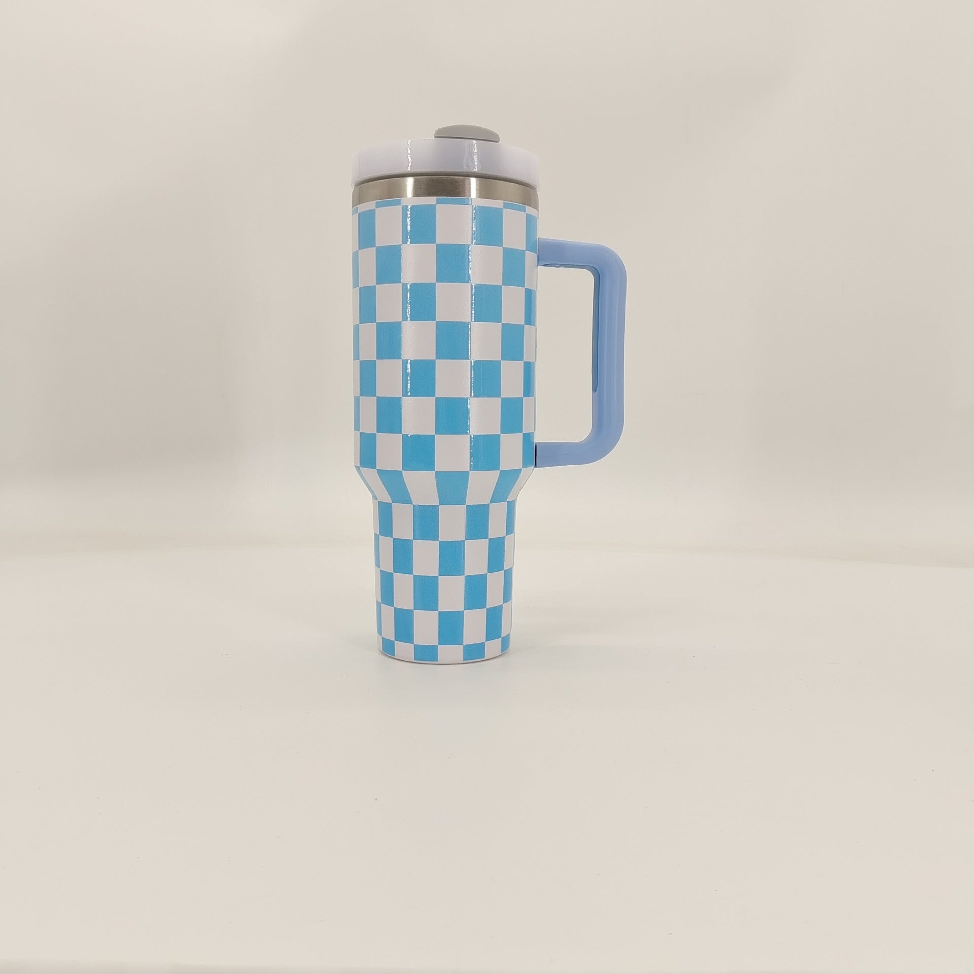 Wholesale Tumbler Checkerboard Double Layer Stainless Steel Large Capacity Ice Bullies Cup