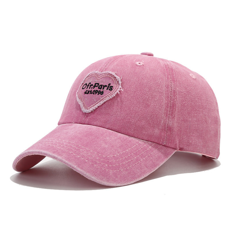 Wholesale Fashion Pink Love Embroidered Washed Baseball Cap