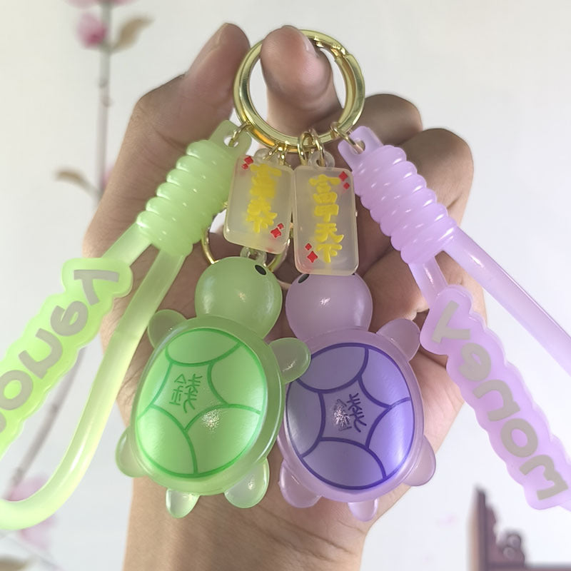 Wholesale Internet Celebrous Luminous Money Little Turtle Keychain Cute School Bag Pendant Key Chain Accessories Doll Machine Gift Keychains