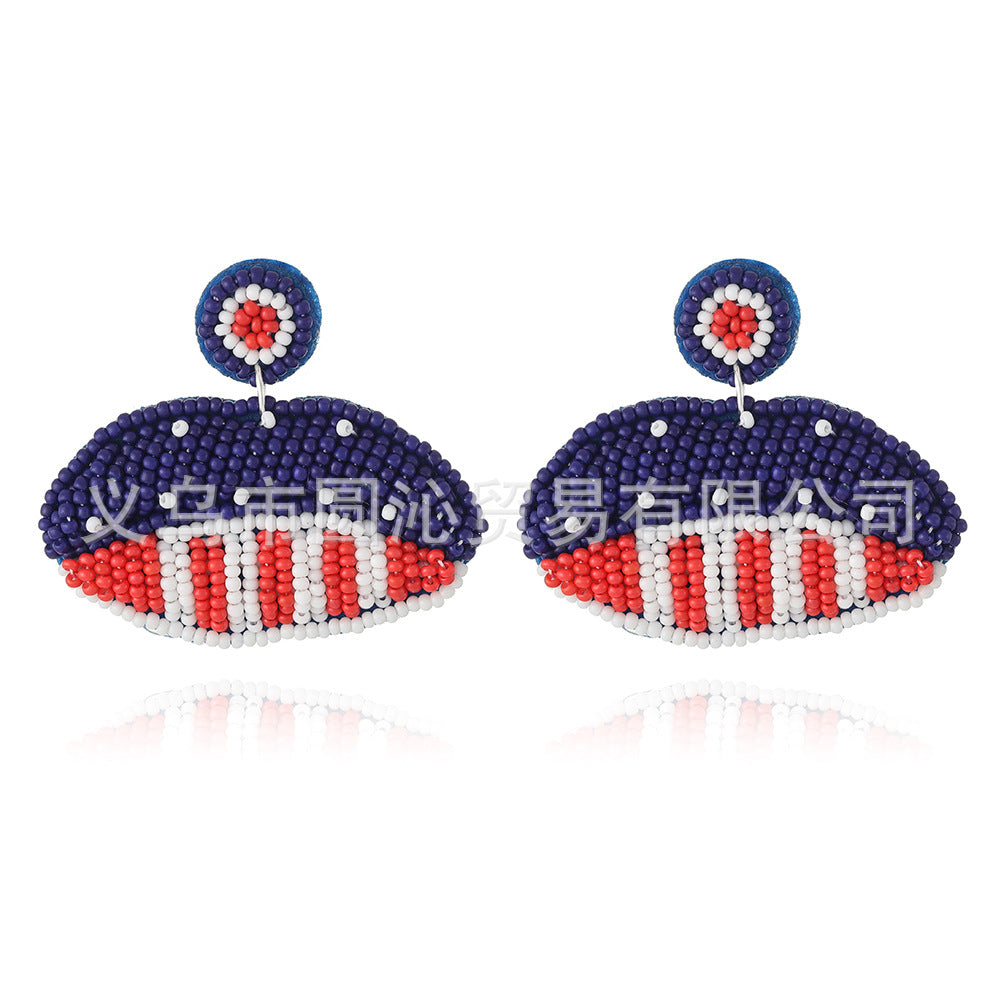 Wholesale American Independence Day Flag Rice Beads Earrings