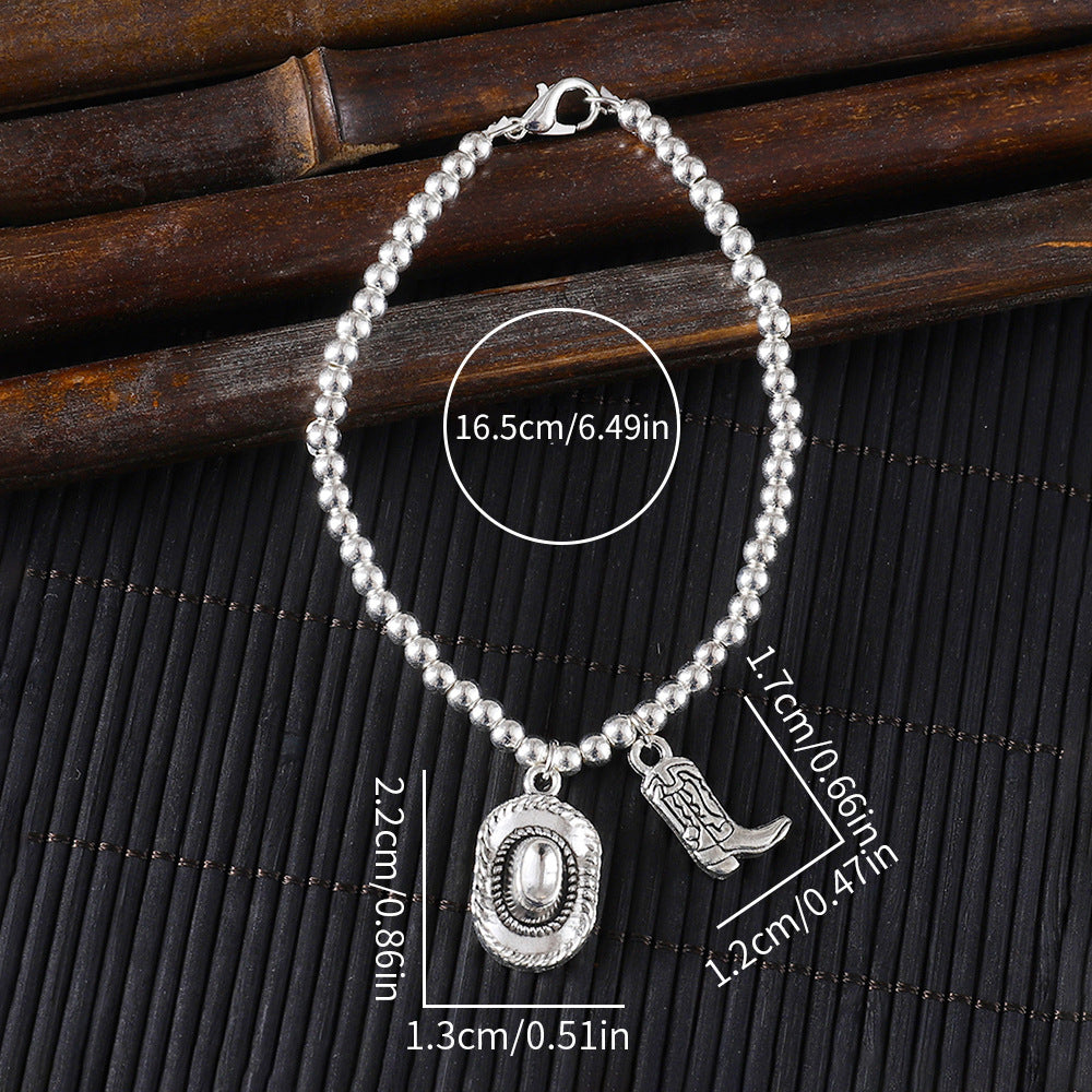 Wholesale Western cowboy theme cowboy hat and cowboy boots bracelet
