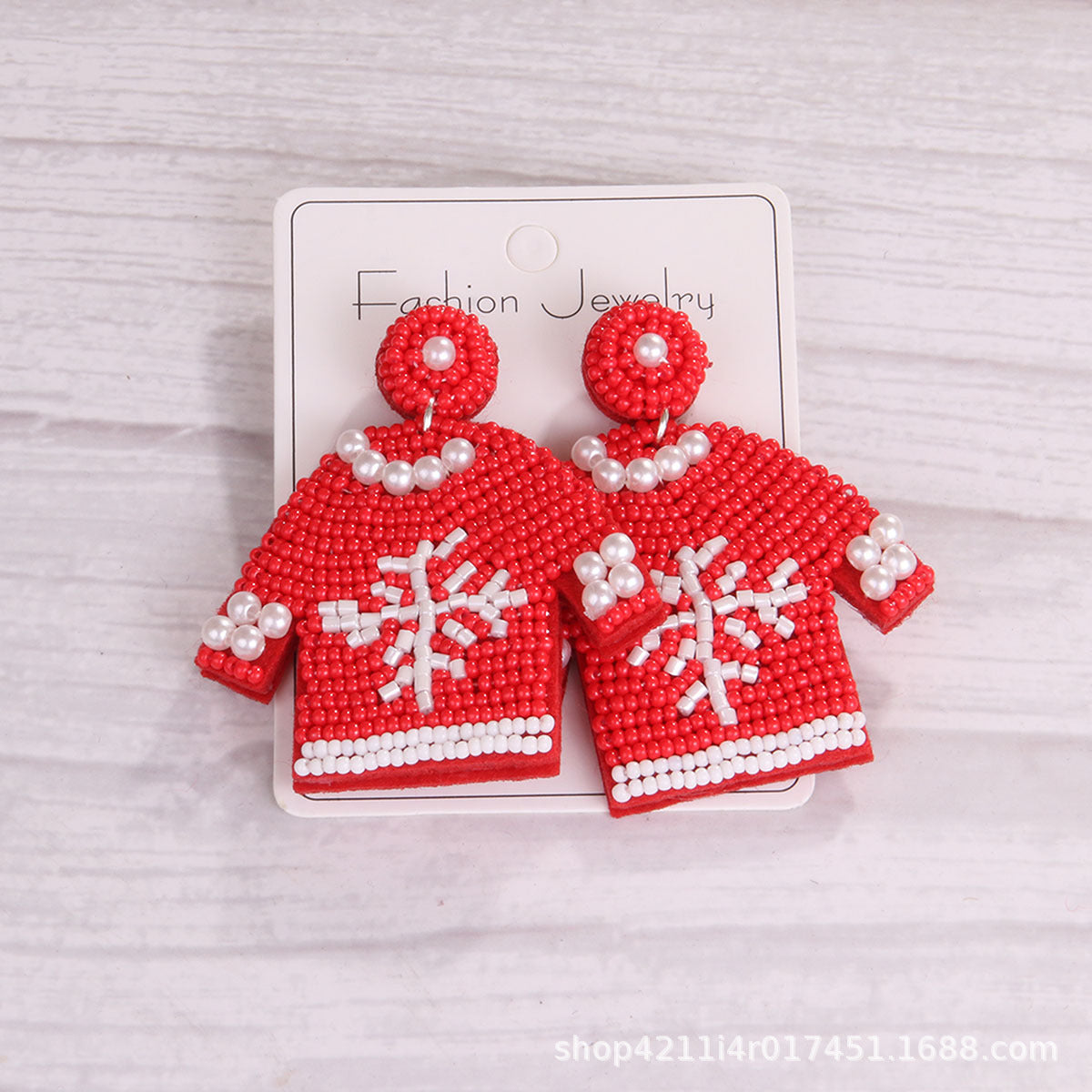 Wholesale Christmas Tree Style Rice Bead Earrings