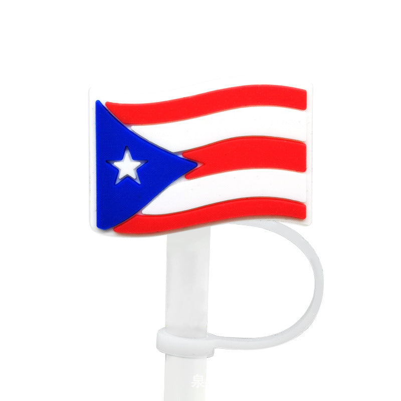 Wholesale of 10pcs Flag Series Silicone Straw Sets