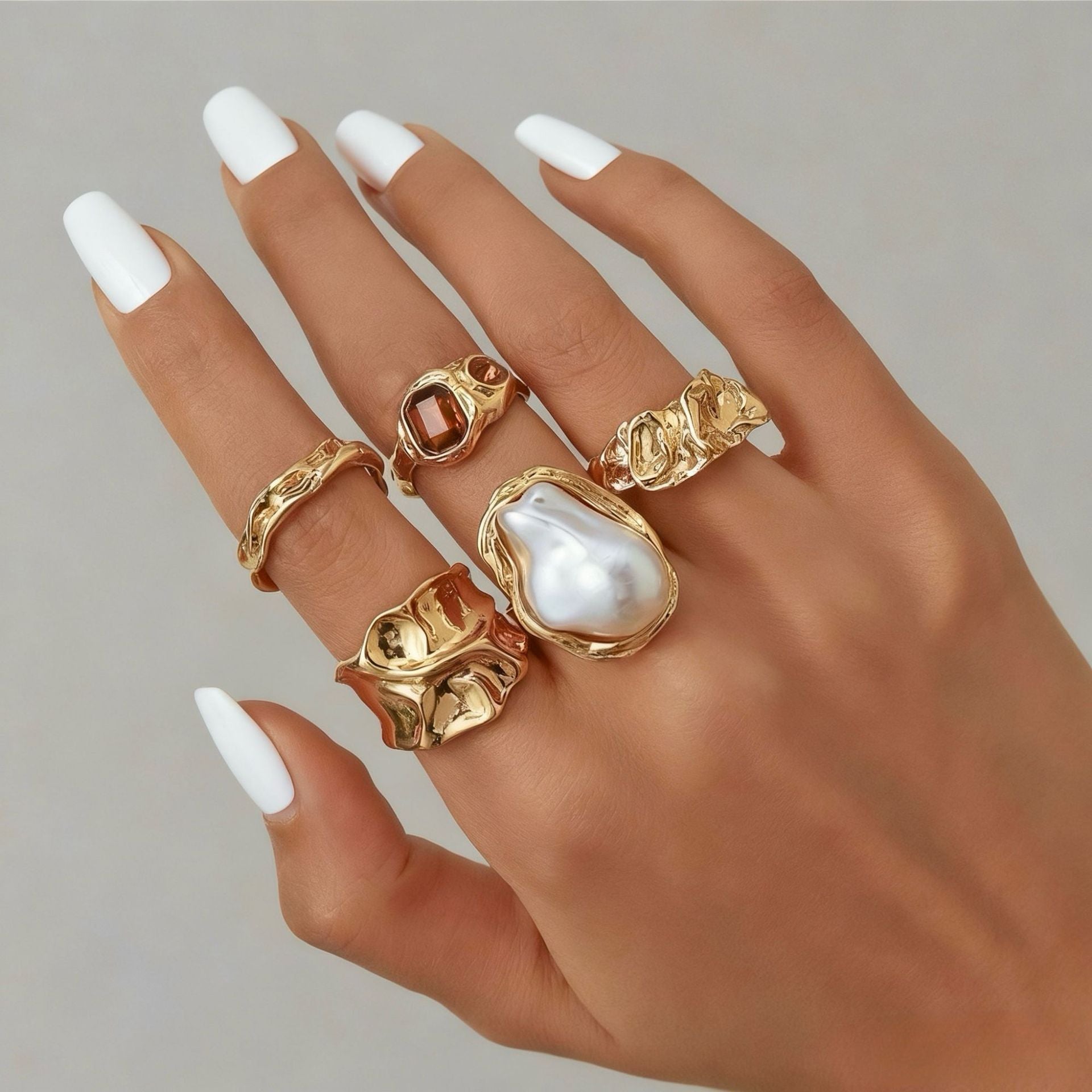 Wholesale Geometric Retro Irregular Diamond Set Ring Set