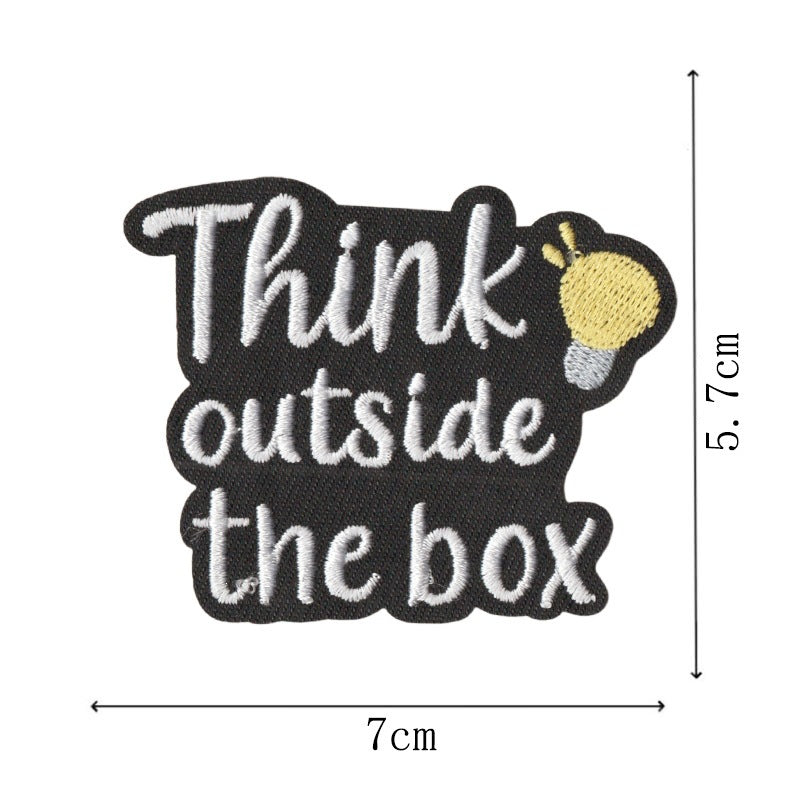 Wholesale Boutique Rainbow Heart Inspirational Quote Iron On Patches Black White Embroidered Appliques For ets Polyester Cotton Set Of 9