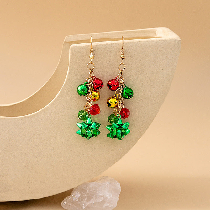 Wholesale Christmas Red and Green Flower Earrings