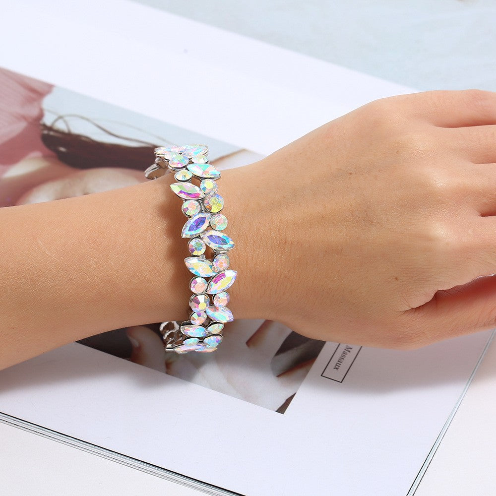 Wholesale Sparkling Crystal Glass Rhinestone Bracelet Silver White Fashion Jewelry Accessory For Women Gift