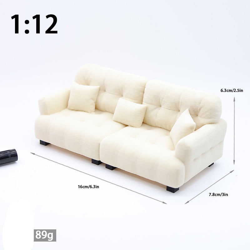 Wholesale  Miniature Doll Sofa Flocked Cream Style Doll Accessories