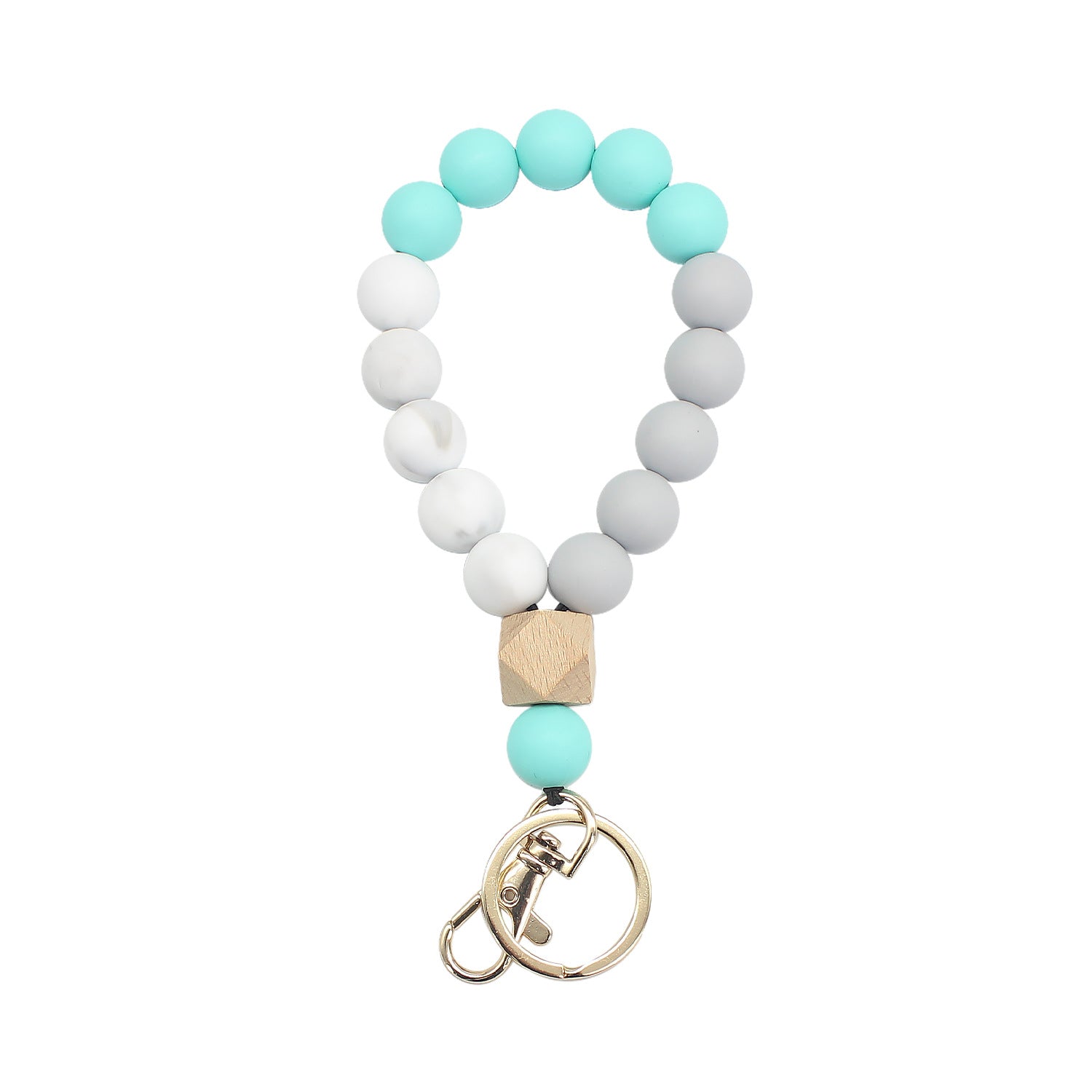 Wholesale Silicone Color Beaded Bracelet Keychain